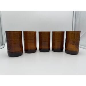 Set of 5 Upcycled IBC Root Beer 4" Tall Amber Brown Drinking Glasses Collectible